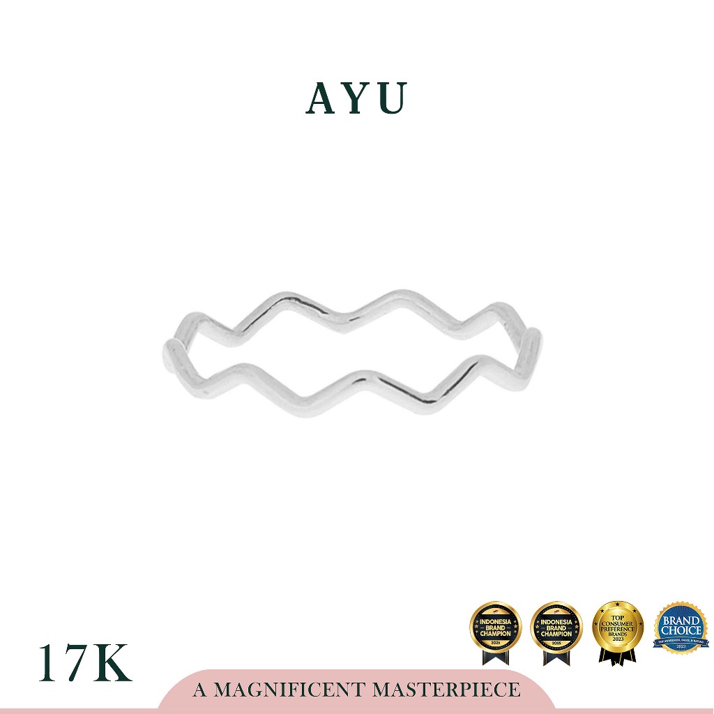 AYU Cincin Emas - Gold Wave Stack 17K White Gold