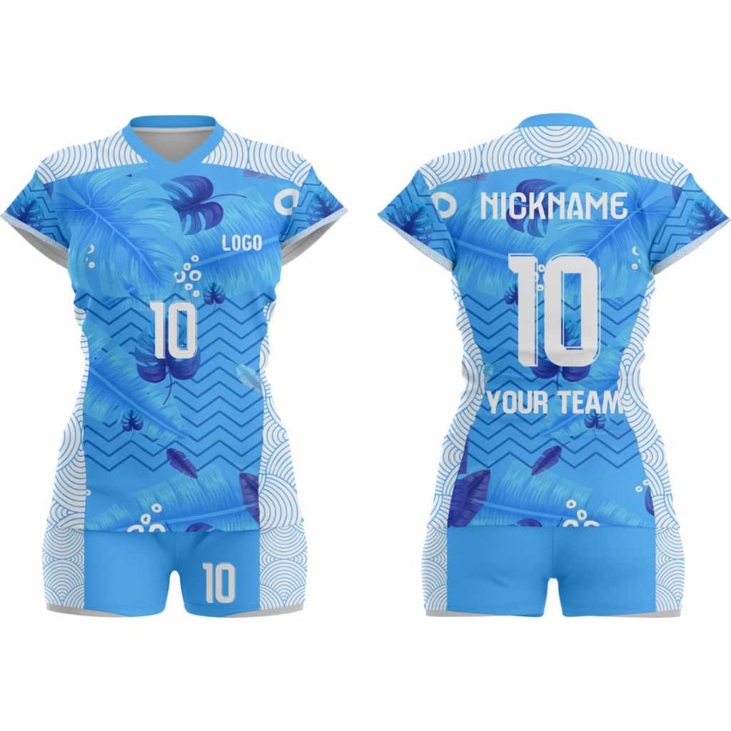 JERSEY VOLLY CEWEK BLUE WHITE, FULL PRINTING FREE NAMA & NOMOR