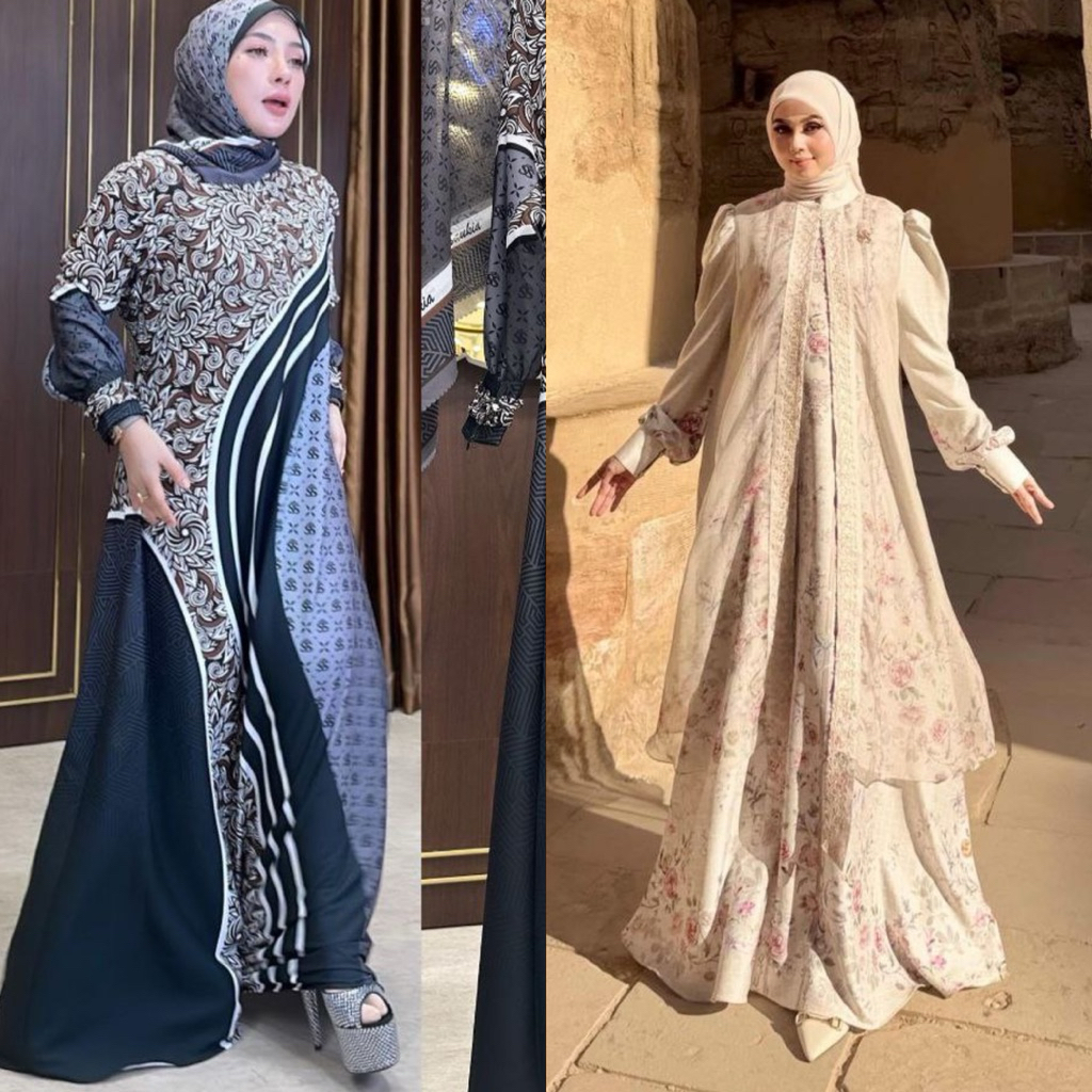 100% original Shella saukia set dress Adha blink2 hitam terbaru