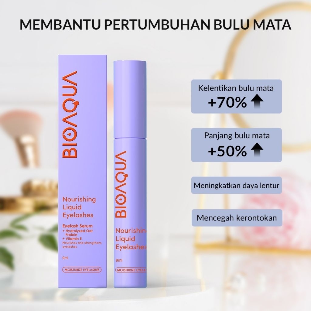 BIOAQUA EyeLash Serum Bulu Mata dan Alis BPOM Halal 9ml Pelentik Bulu Mata Serum Penumbuh Bulu Mata 