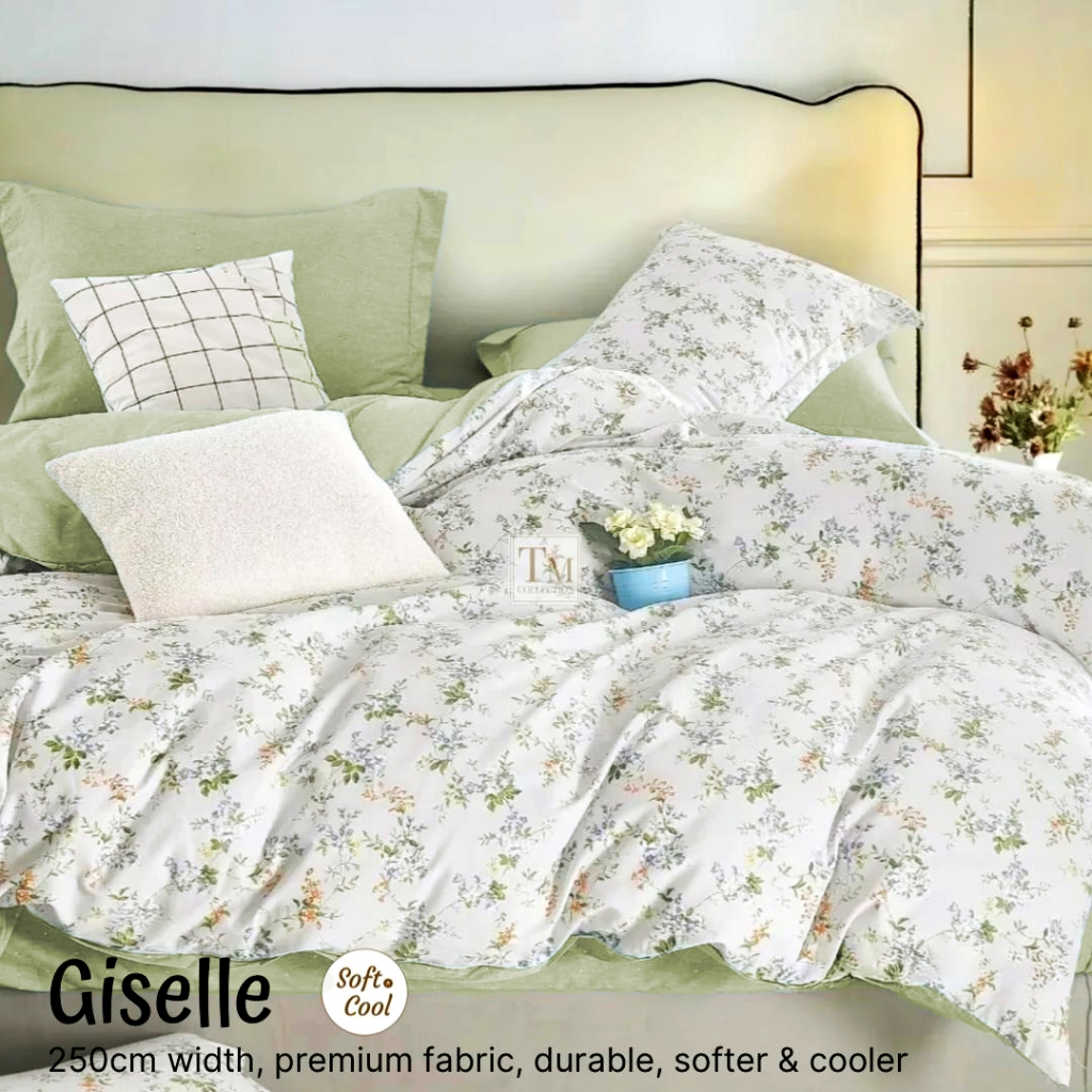 Bedcover Set Katun Motif Bunga 160/180/200x200x30cm