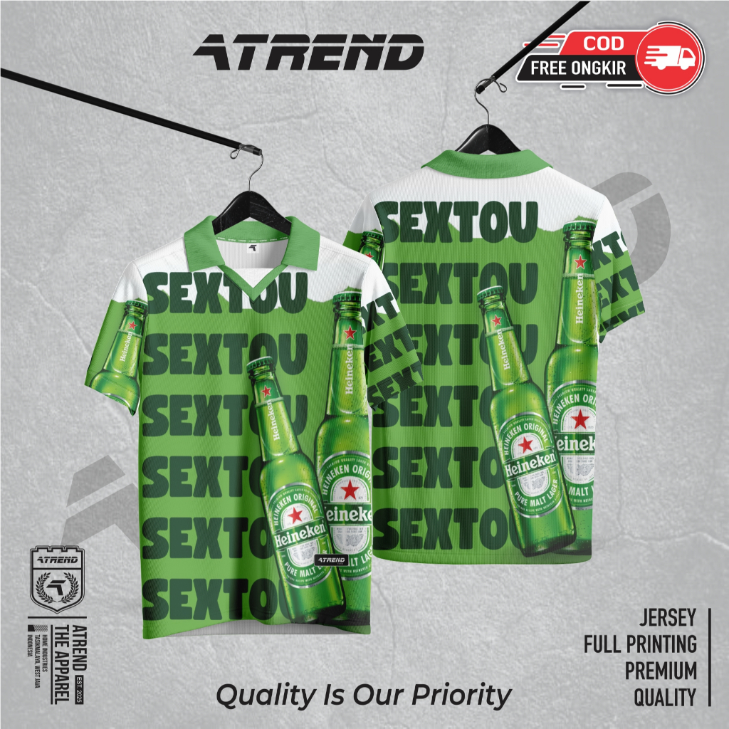 ATREND AT210 // Jersey New Heineken T-Shirt Full Sublimation 3D Print T-Shirt Short Sleeve Tee