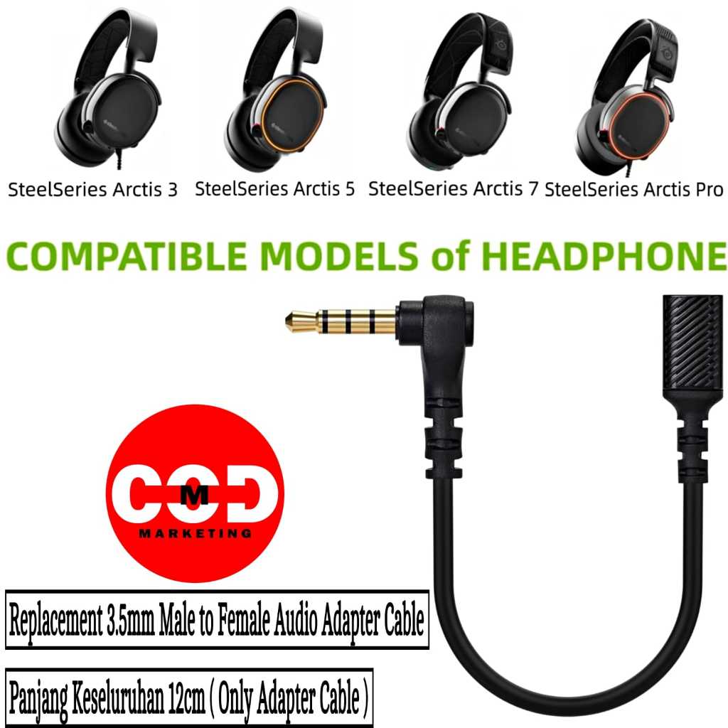 3.5mm Audio Adapter Cable Steelseries Arctis 3 - Steelseries Arctis 5 - Steelseries Arctis 7 -Steels