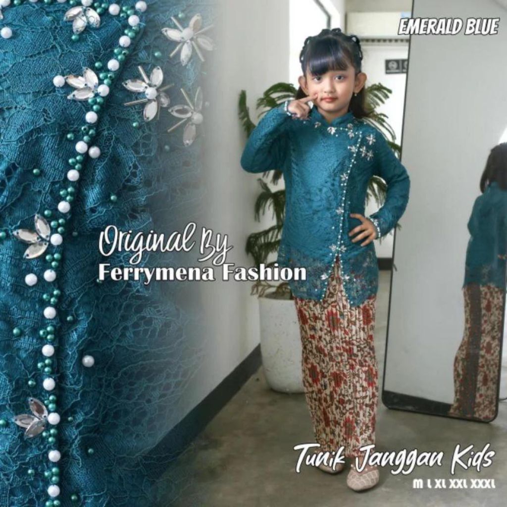 Kebaya anak perempuan umur 4 - 12 tahun / Kebaya janggan brokat anak / Baju adat anak / Kebaya anak 