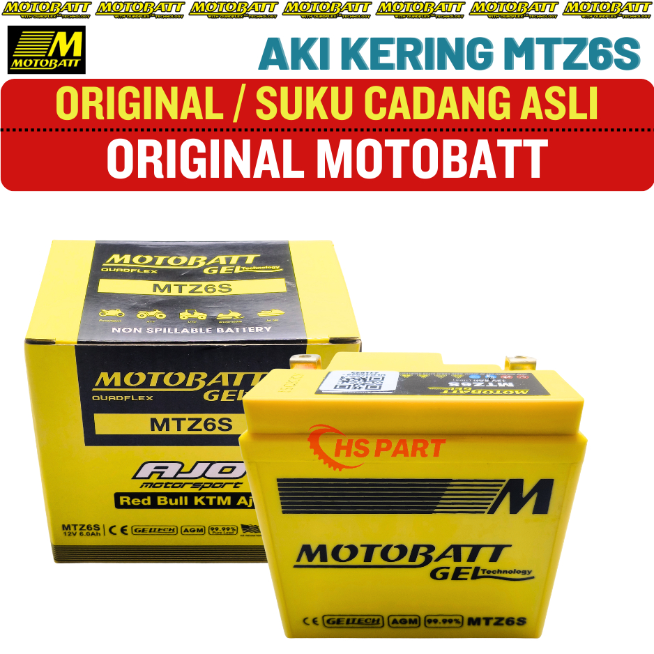 Aki Kering Motobatt MTZ6S CB150R CBR150R CB150X Supra GTR Vario 125 150 160 Original 100%