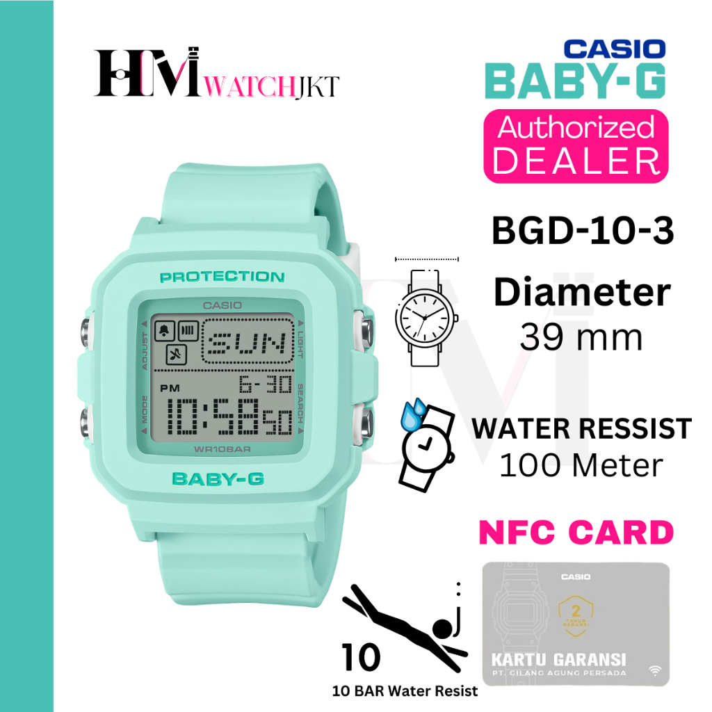 CASIO BABY-G BGD-10-3DR Jam Tangan Wanita Original Digital Antiair BGD-10-3 BGD-10 BGD10