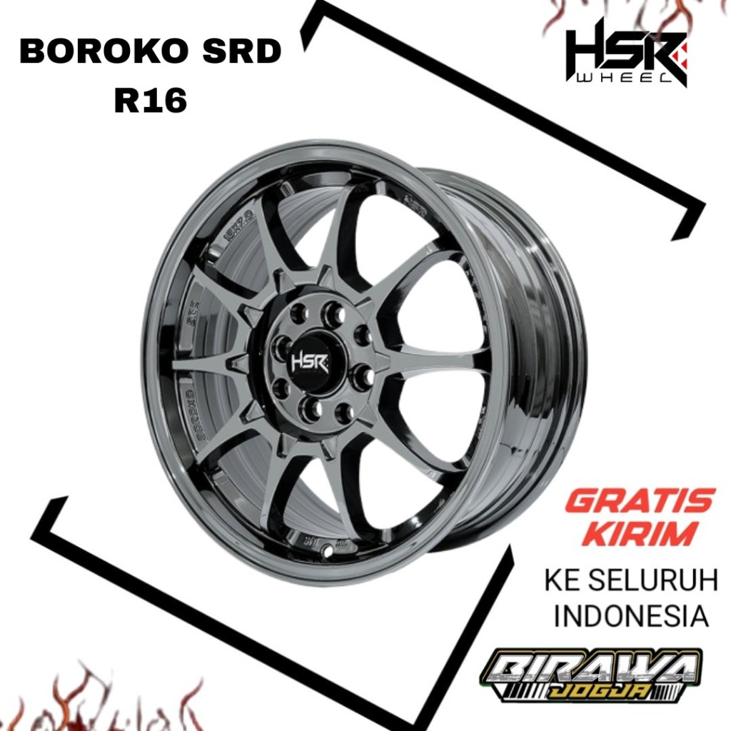 velg hsr Boroko SRD ring 16 Black Chrome, cocok untuk Brio City Jazz Yaris, mirip velg CE28