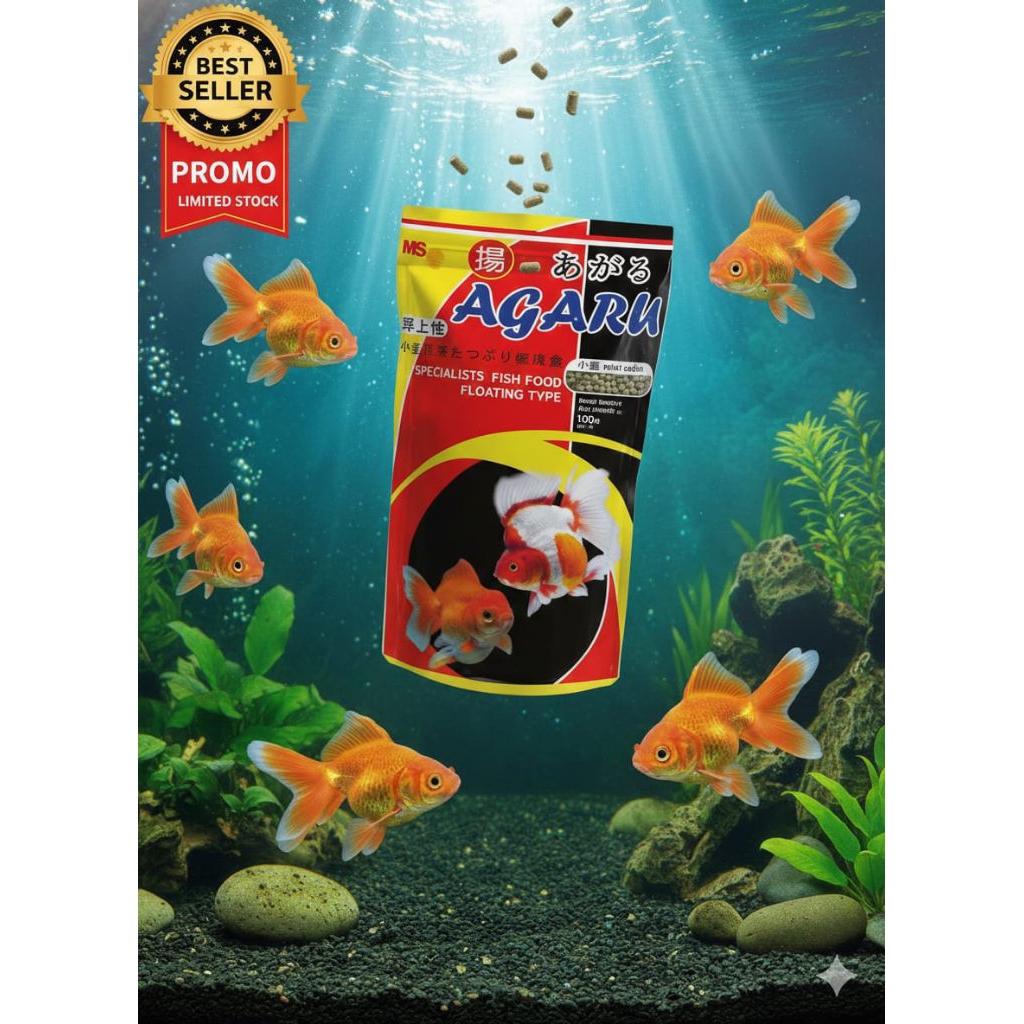 agaru floating/tenggelam, pakan ikan mas koki tinggi protein