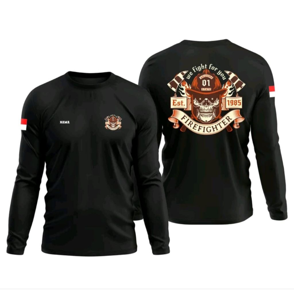 Kaos Distro Lengan Panjang DAMKAR FIRE FIGHTER Kaos Unisex