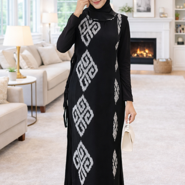 Vest Tenun Wanita Panjang, Outer Baju Tenun, Baju Tenun Wanita Terbaru - Motif Kupat Samping