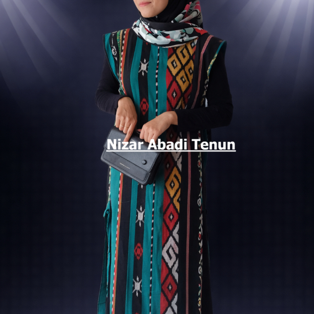 Vest Tenun Terbaru, Vest Panjang Kekinian, Baju Tenun Etnik Wanita Terbaru - Motif Toraja Hijau