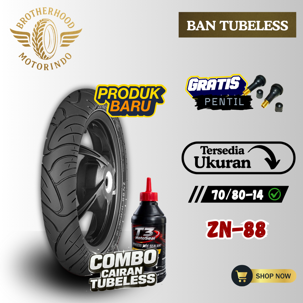 BAN ZENEOS ZN88 TUBELESS (70/80-14 / 70 80 14) BAN TUBBLES RING 14 / TUBBLES RING 14 / BAN MOTOR RIN