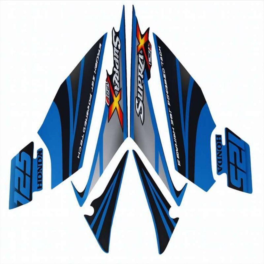 Striping stiker body motor Honda Supra X 125 D biru 2006 stiker list bodi motor supra x 125 d warna 