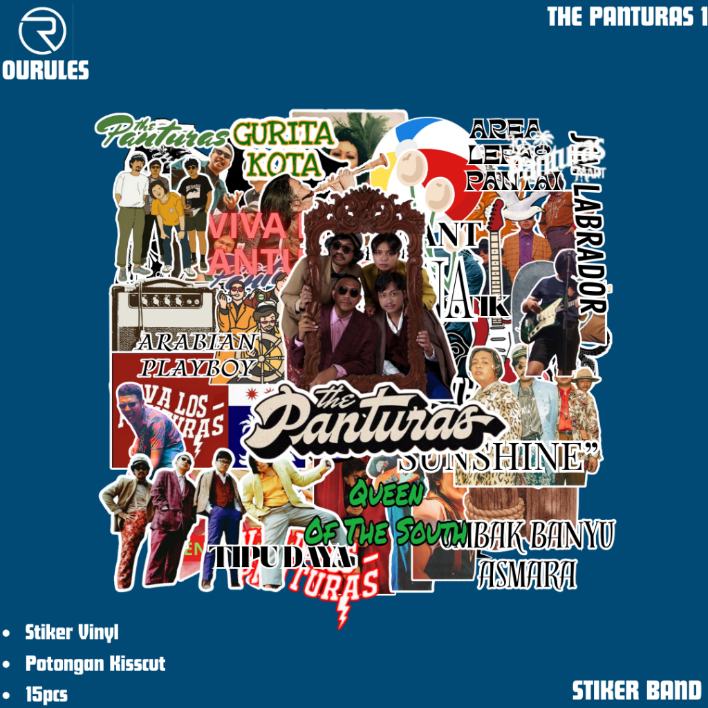 Stiker Pack Band THE PANTURAS 15pcs Tinggal Tempel Super Hypebeast Aesthetic 001 VinyL Glossy Waterp