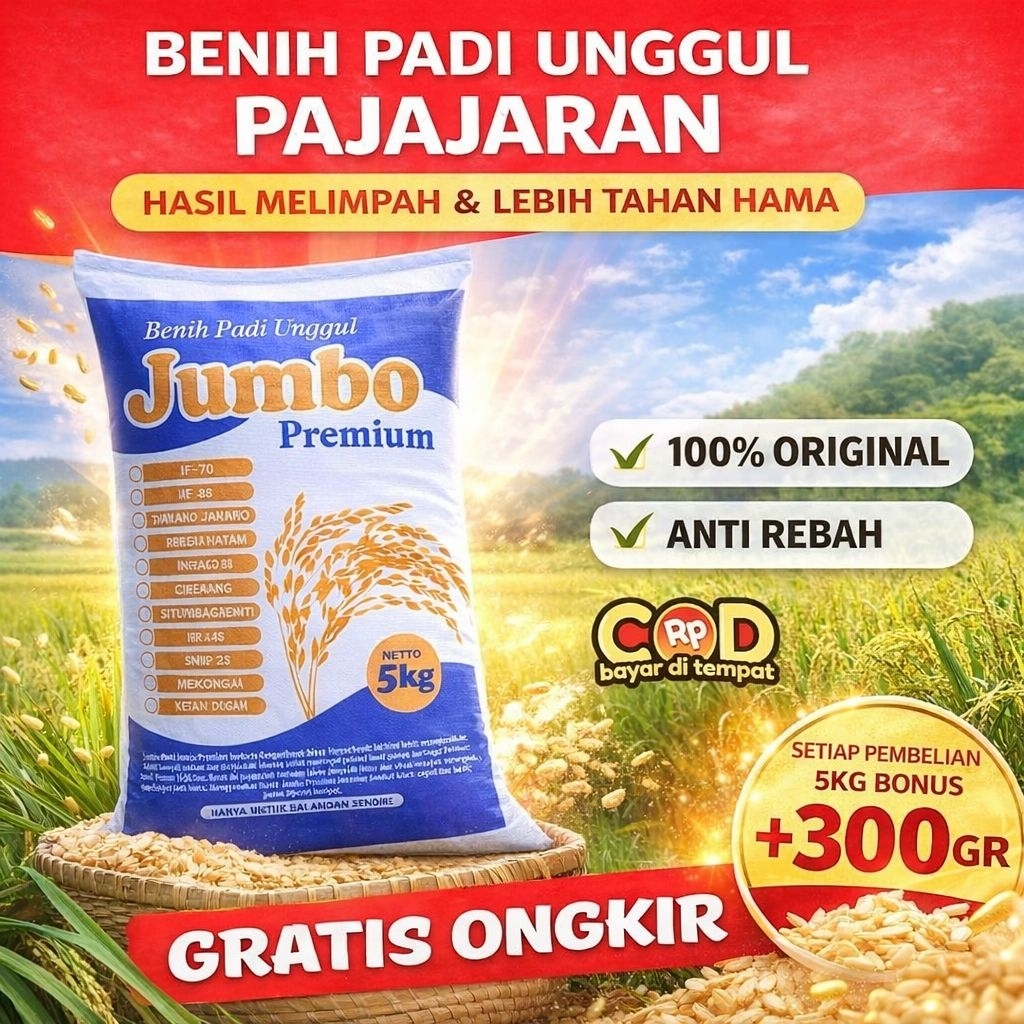 Bibit Benih Padi PAJAJARAN Unggul | Produktivitas Tinggi | Tahan Hama | Siap Tanam | 1Kg / 5Kg