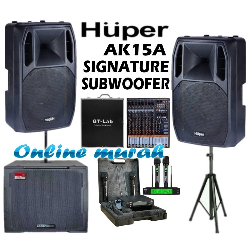 paket sound system huper ak15a signature gt lab 8 8 ch sk18pro + subwoofer db008 18pro original