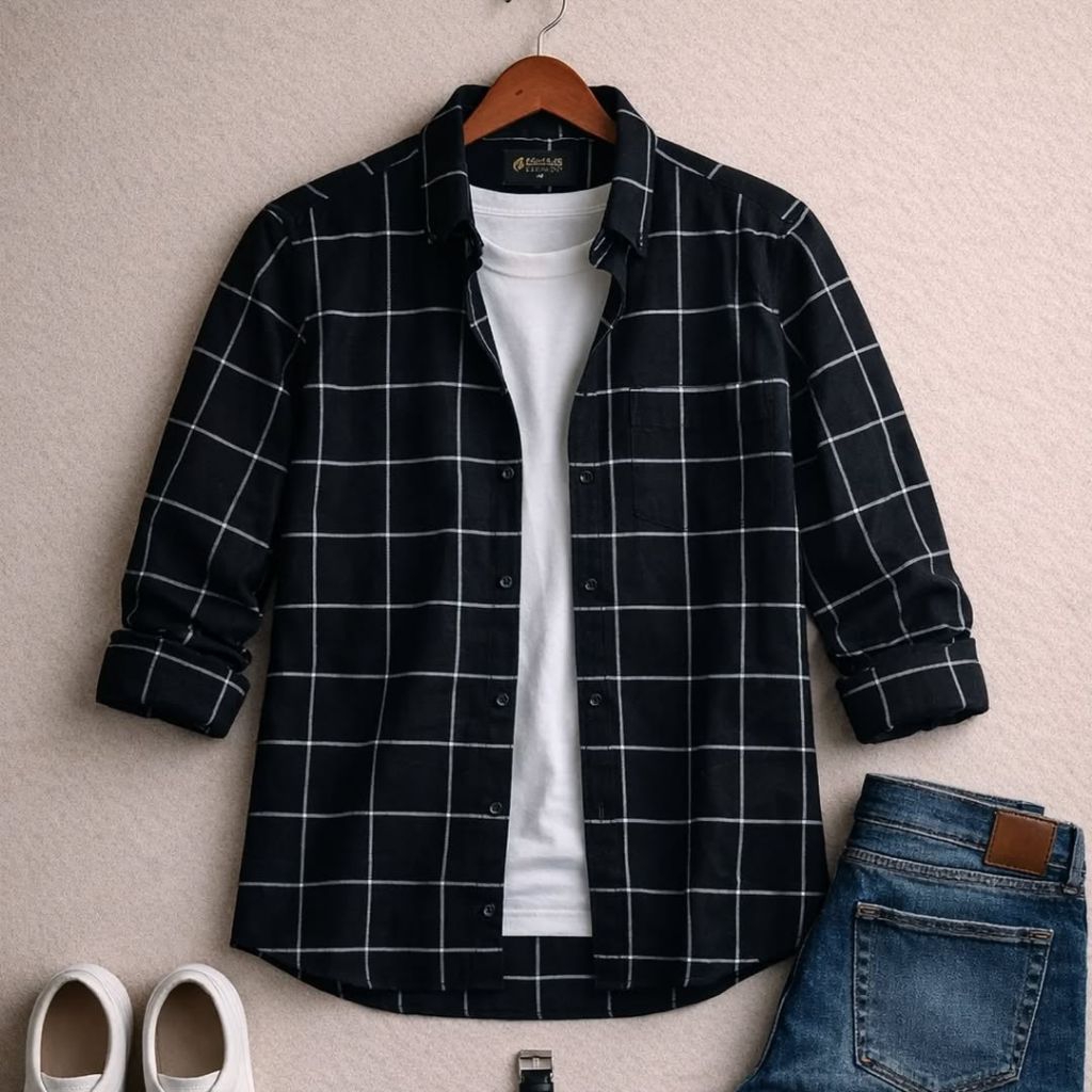 KEMEJA FLANEL F2D BAHAN SEMI WOOL PREMIUM