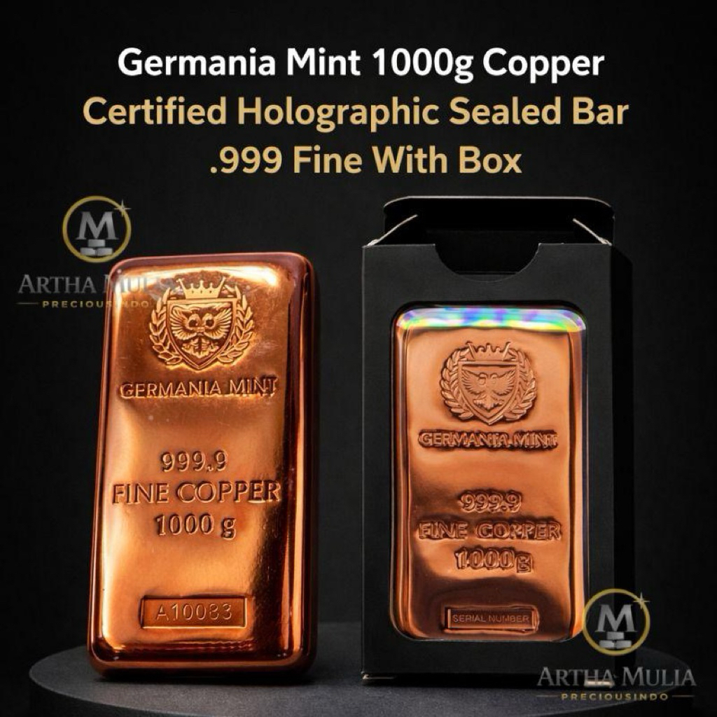 Logam Mulia Batangan Internasional Germania Mint 1000g / 1 Kg Copper Certified Holographic Sealed Ba