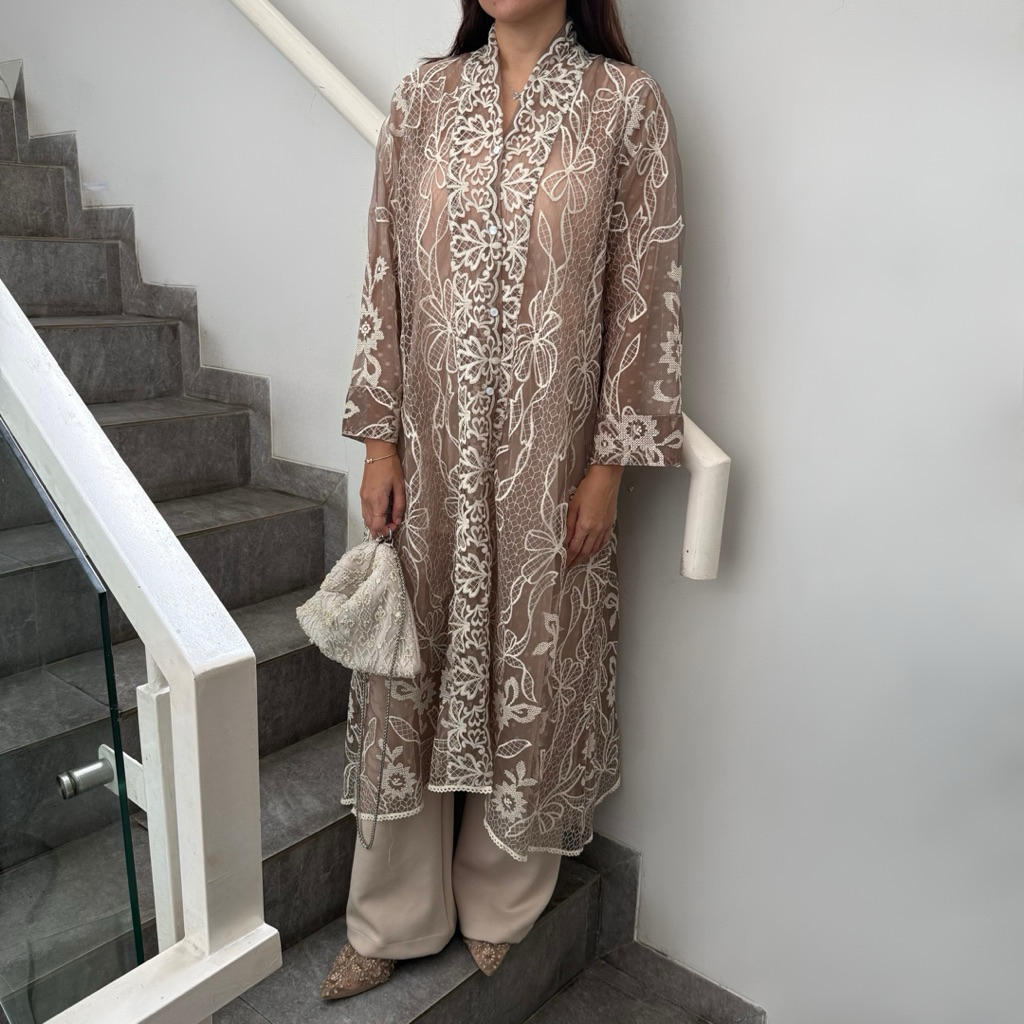 Nabo - ( READY STOCK ) Londiar Aurora / Outer Brokat Mewah / Long Outer Lace Kondangan Premium / Dre