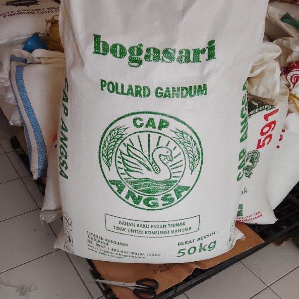 Polar Pollard Gandum Cap Angsa BOGASARI 1 Kg Pakan Ternak