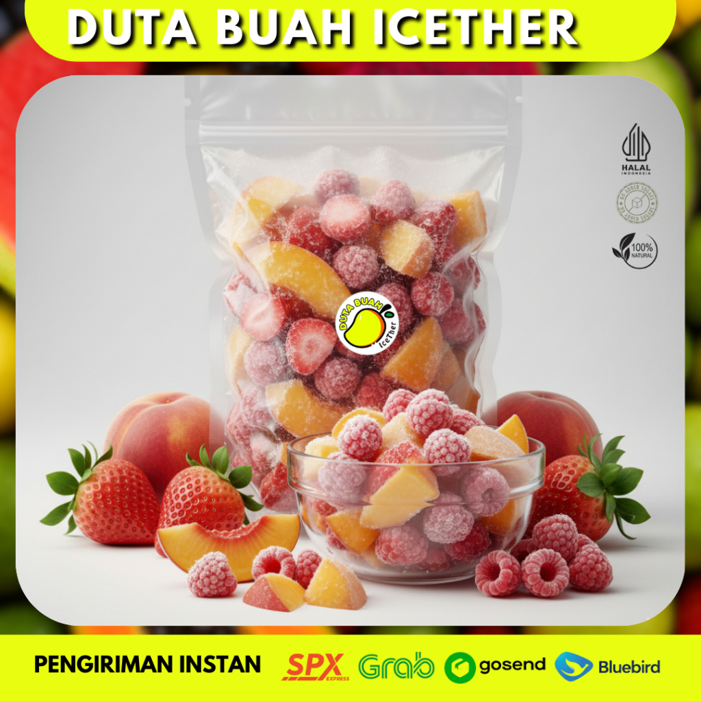 Sweet Romance Mix Frozen Fruit – Peach, Strawberry, Raspberry | Duta Buah Icether Bandung