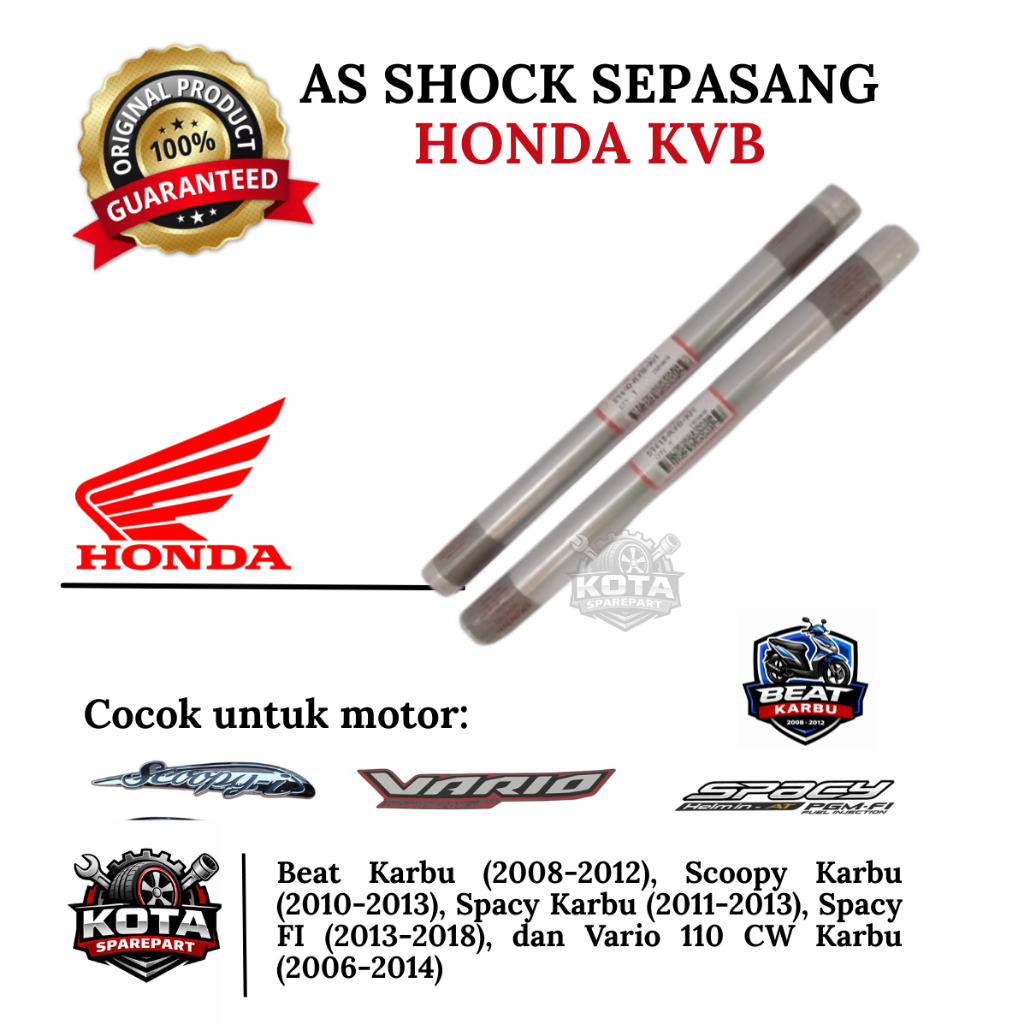 AS SHOCK ONLY SEPASANG ORIGINAL HONDA KODE KVB UNTUK MOTOR BEAT KARBU (2008-2012), SCOOPY KARBU (201