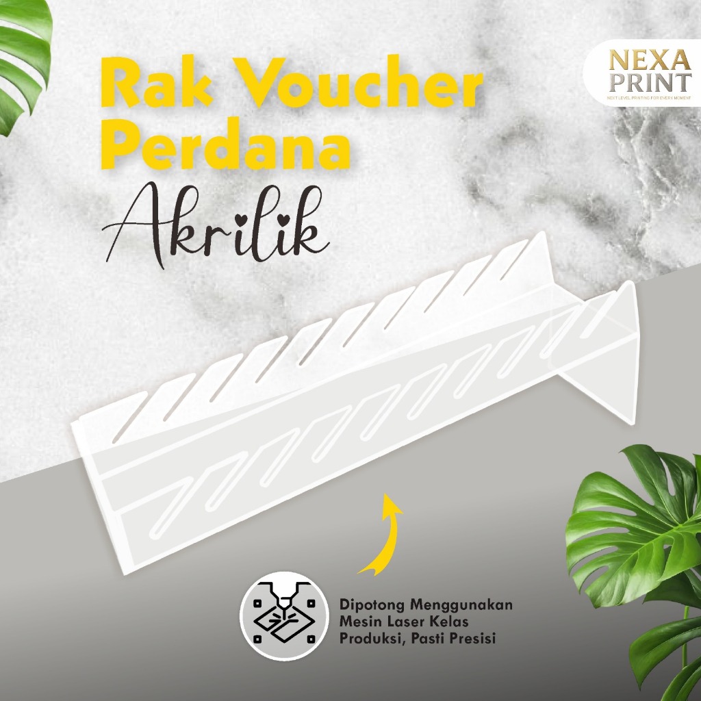 Rak Voucher Akrilik 10 Slot Tempat Kartu Perdana Kuota Data Display Konter HP Minimalis Murah