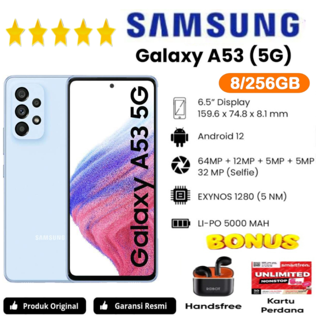 HP SAMSUNG A53 5G 8GB/256GB ORIGINAL DAN EXTRA BONUS