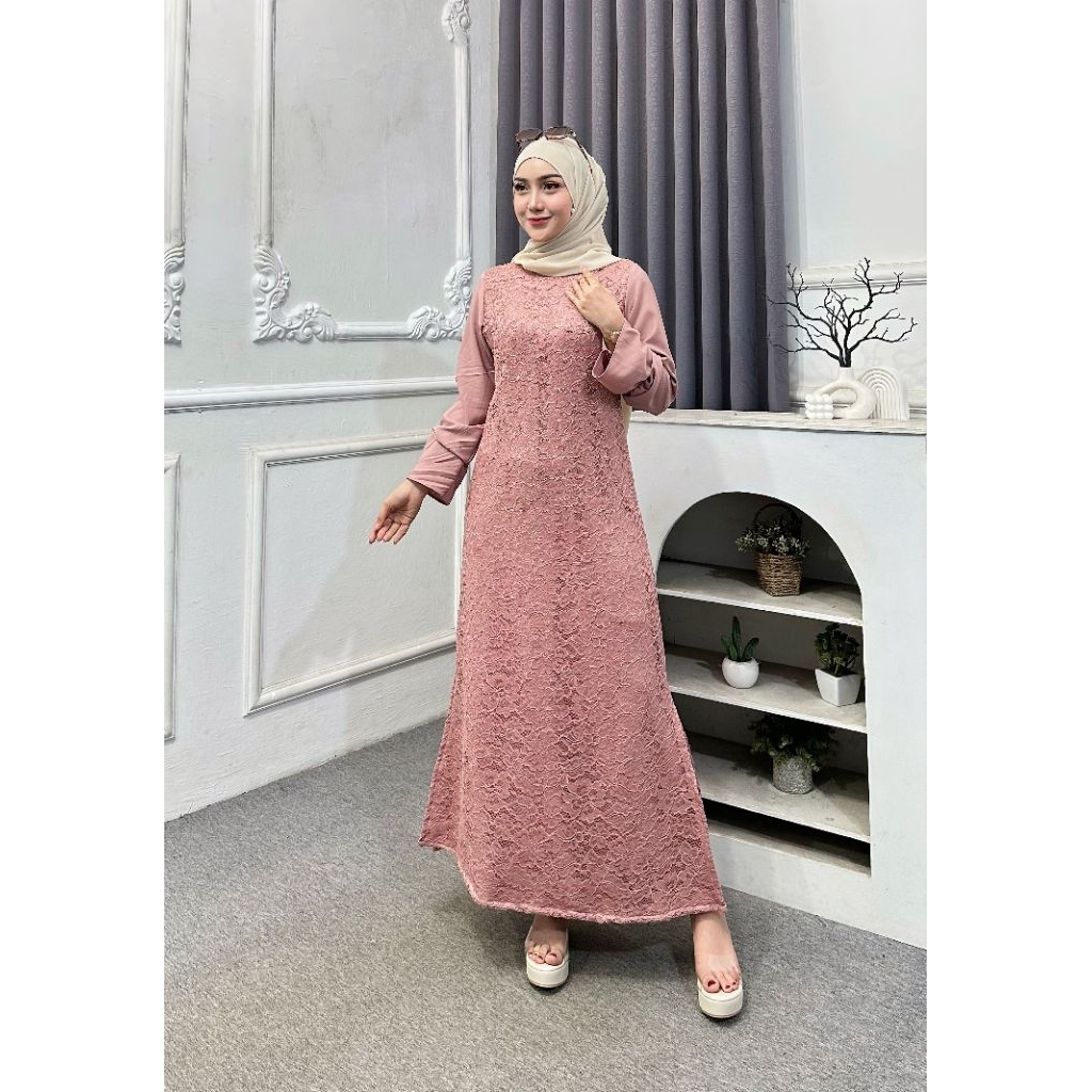 gamis lebaran full brokat gamis brokat outer