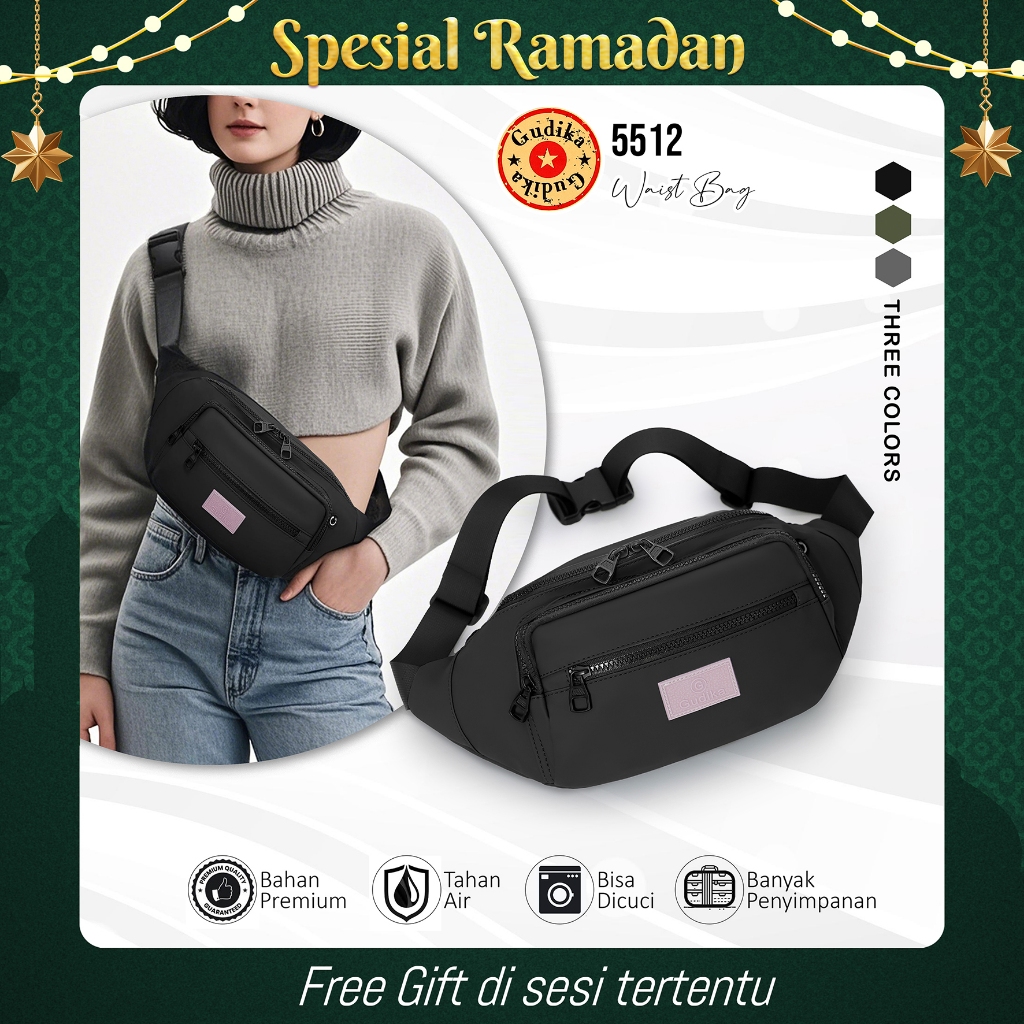 GUDIKA 5512 Waist Bag Premium Original Import – Tas Pinggang Pria Wanita Kekinian