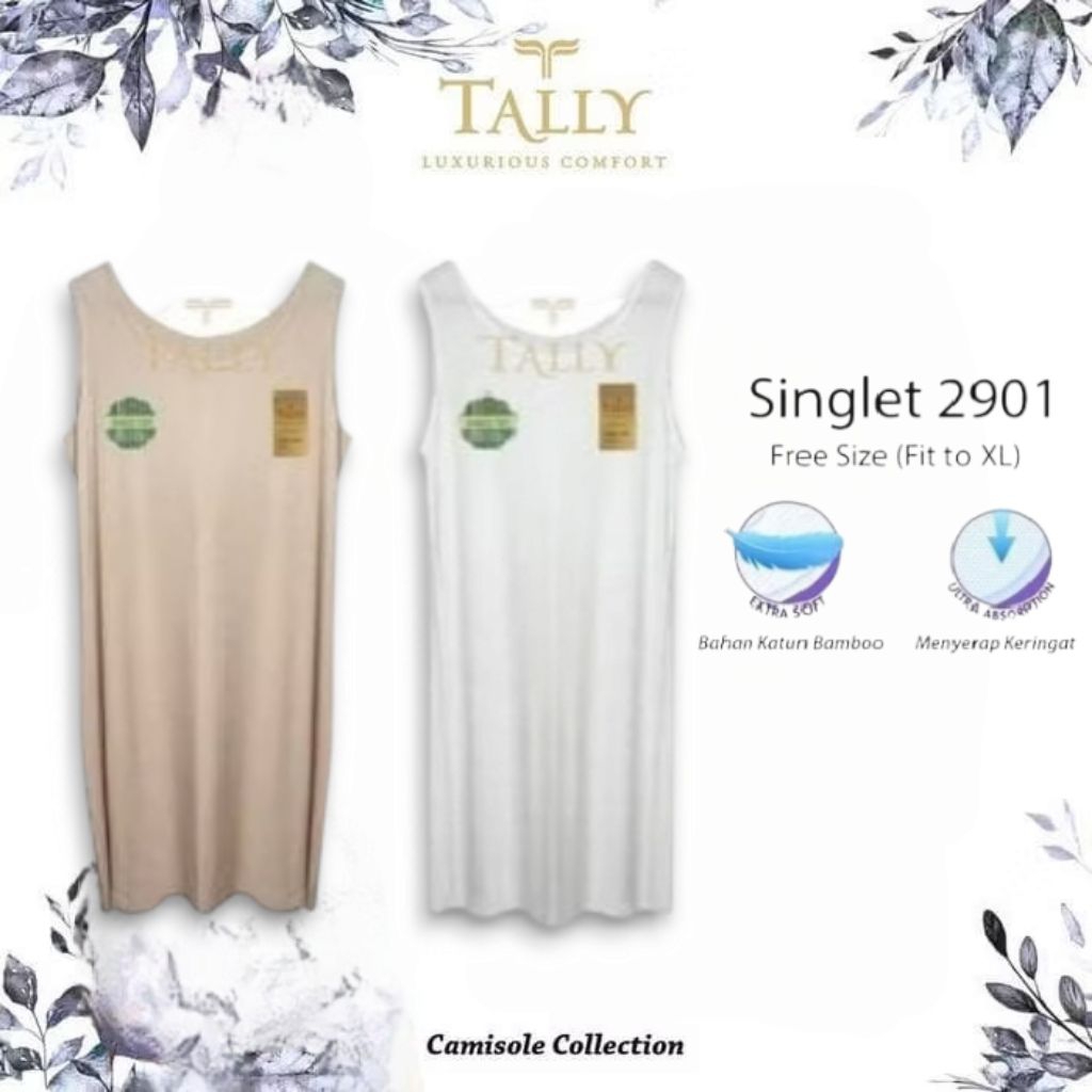TALLY SINGLET TANK TOP PANJANG (DRESS) 2901 I FREE SIZE FIT TO XL I BAHAN LENZING MODAL
