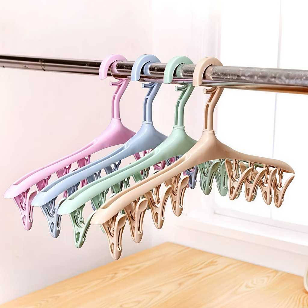 Hanger Baju Jepitan 8IN1 /10IN1 Gantungan Jemuran Baju Plastik Tebal / Hanger Kaos Kaki / Gantungan 