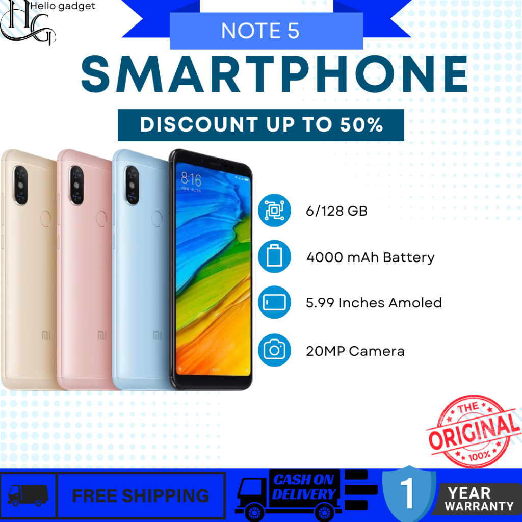 Hp REDMI NOTE 5 RAM 6/128GB SEGEL FULLSET-GARANSI DISTRIBUTOR 1 TAHUN