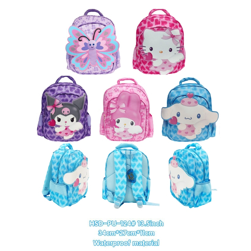 HSD Ransel Anak TK Motif Kuromi Cinnamoroll Hello Kitty 124 Backpack 13.5 IN