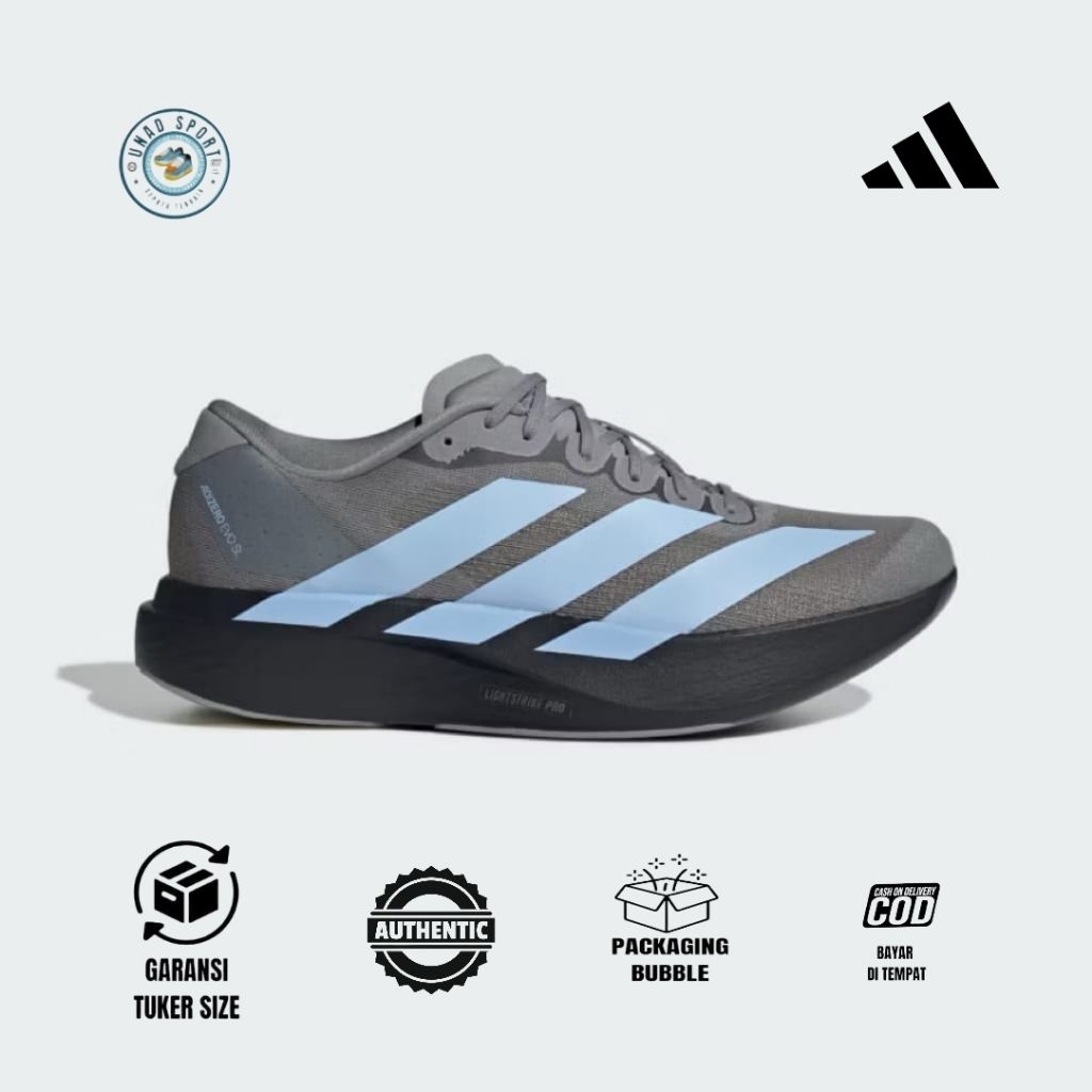 adizeo evo sl grey three/glow blue