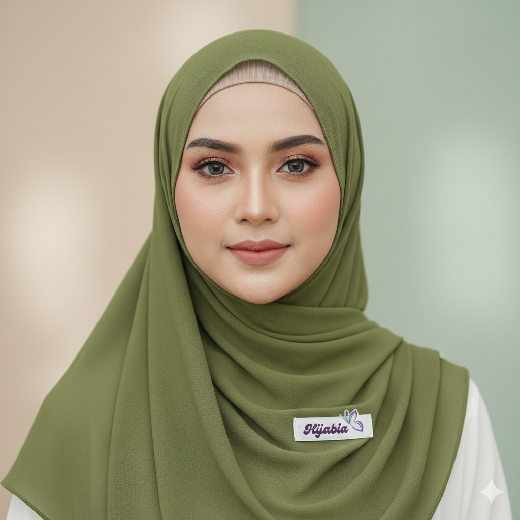 Hijabia - Hijab Segiempat Polos - Warna Olive
