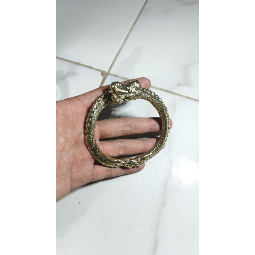 gelang naga kepala 2 kuningan perunggu
