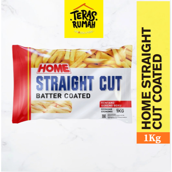 HOME - STRAIGHT CUT BATTER COATED FRIES KENTANG GORENG FROZEN 1KG berbumbu