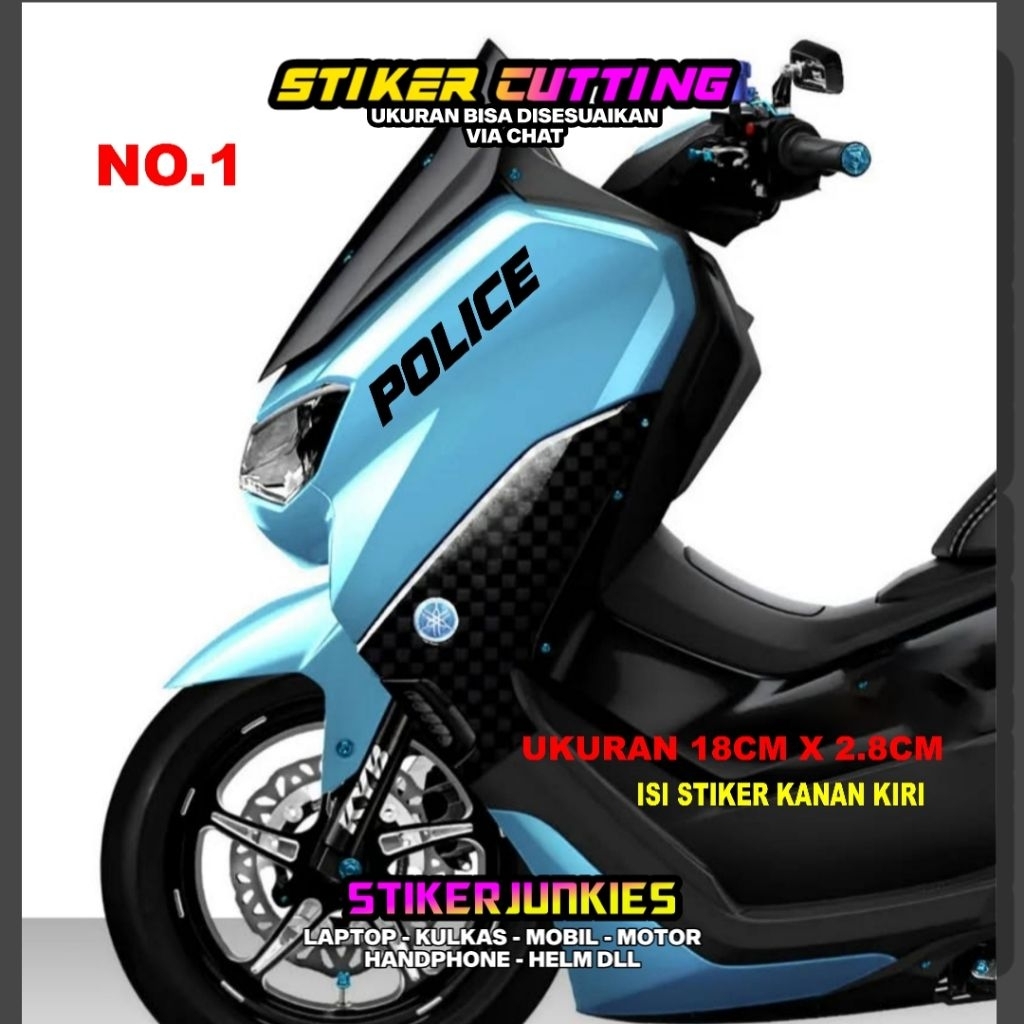 STIKER TAMENG DEPAN YAMAHA NMAX LOGO POLICE STICKER CUTTING