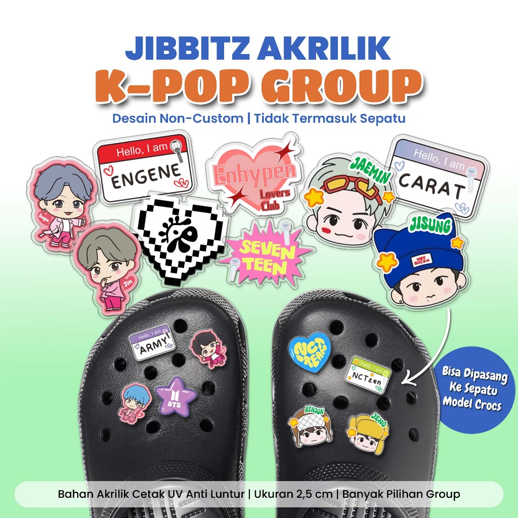 JIBBITZ HIASAN SENDAL SANDAL AKRILIK - DESAIN KPOP - JIBBITZ BTS NCT SEVENTEEN