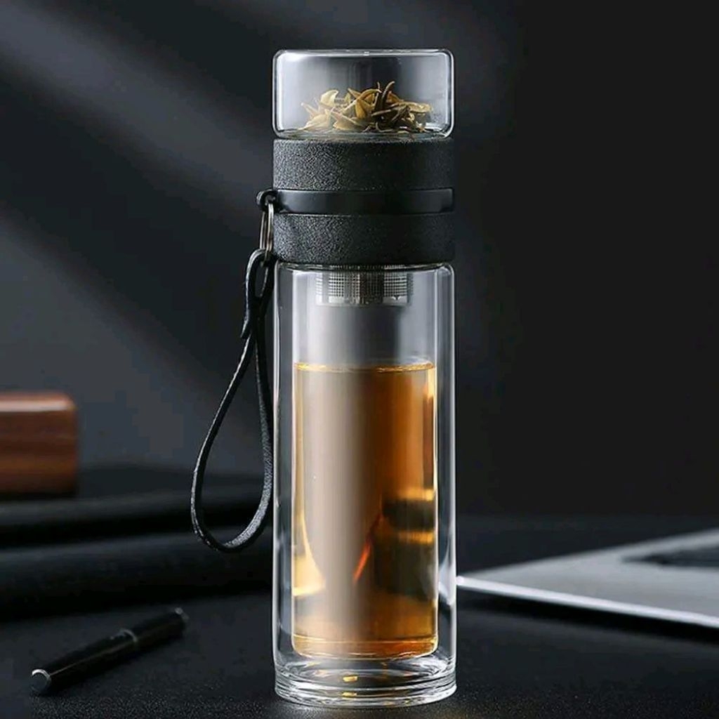 VOC Botol teh infuser kaca 300 ML INFUSED WATER SARINGAN TEH