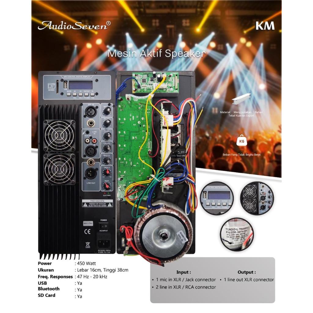 MESIN SPEKER ACTIVE / KIT AUDIO SEVEN MODEL KIT KM, 2KIPAS UKURAN 16X38