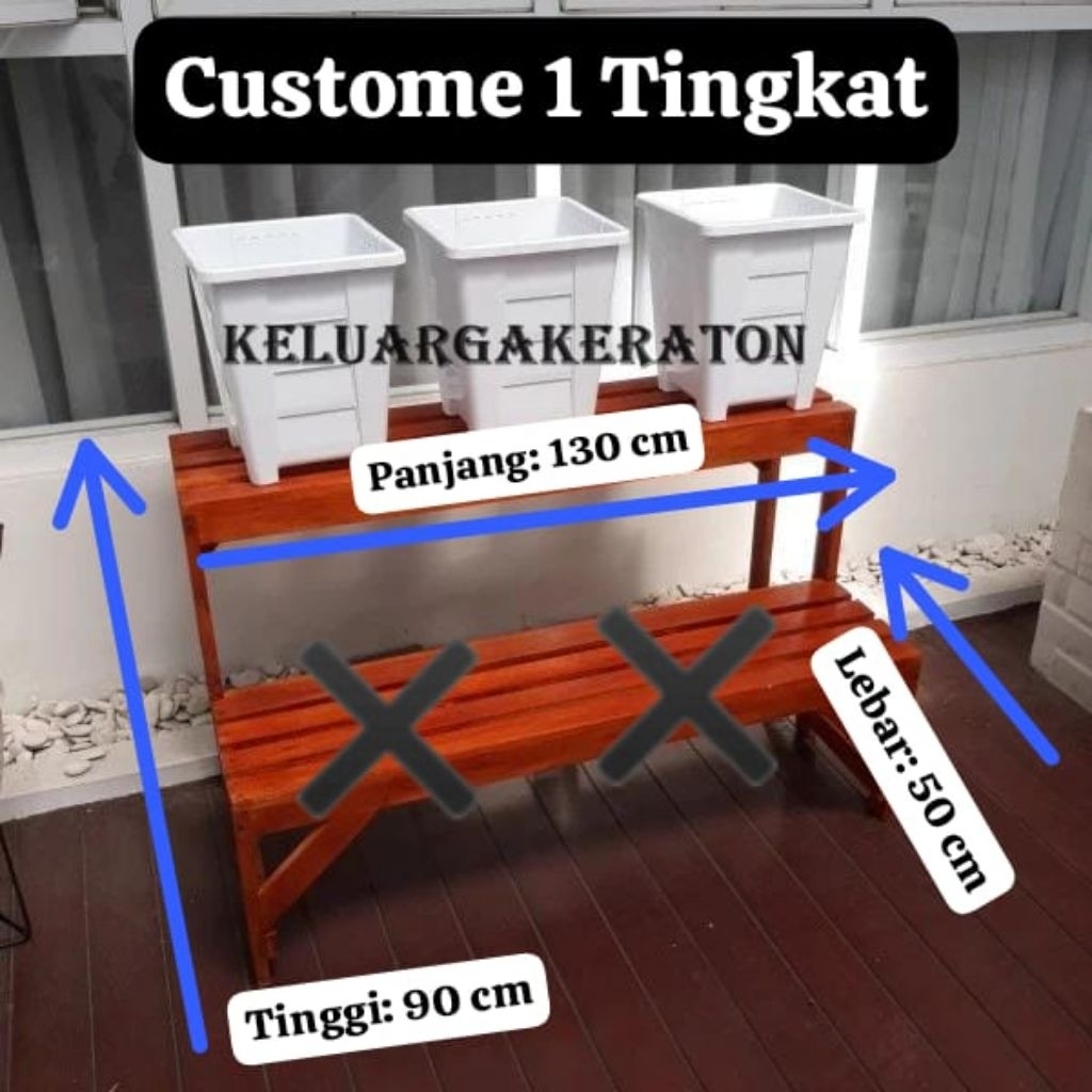 Custome Rak Tanaman 1 Tingkat Full Kayu Premium