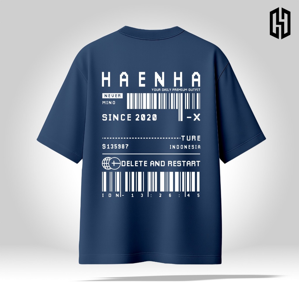 HAENHA Kaos Oversize Heavyweight Barcode Cotton Combed 16S