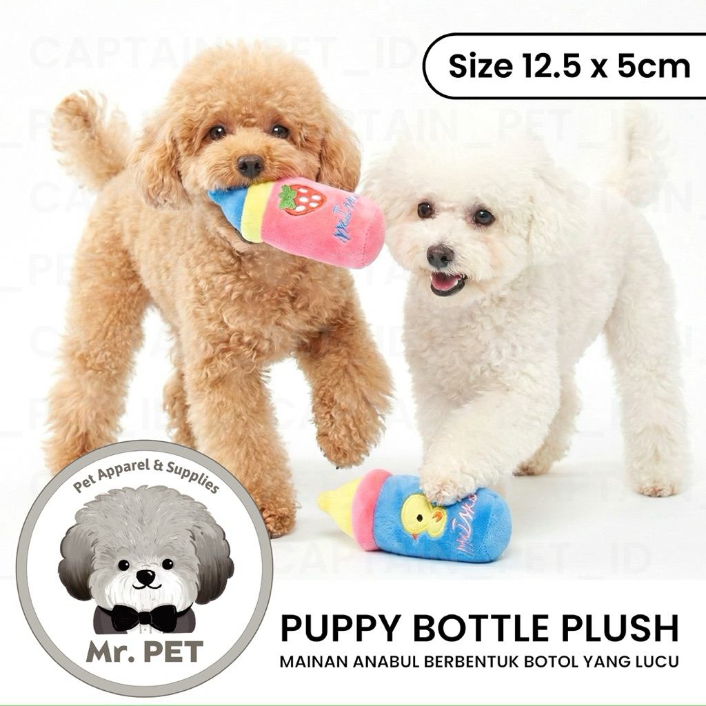SQUEAKY DOG TOYS PUPPY BOTTLE PLUSH MAINAN GIGIT ANJING BISA BERBUNYI POODLE BICHON