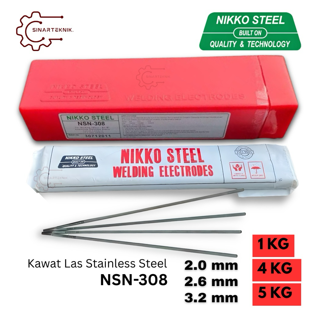 Kawat Las Stainless Steel NSN 308 2.0 mm 2.6 mm 3.2 mm kemasan 1 kg 4 kg 5 kg