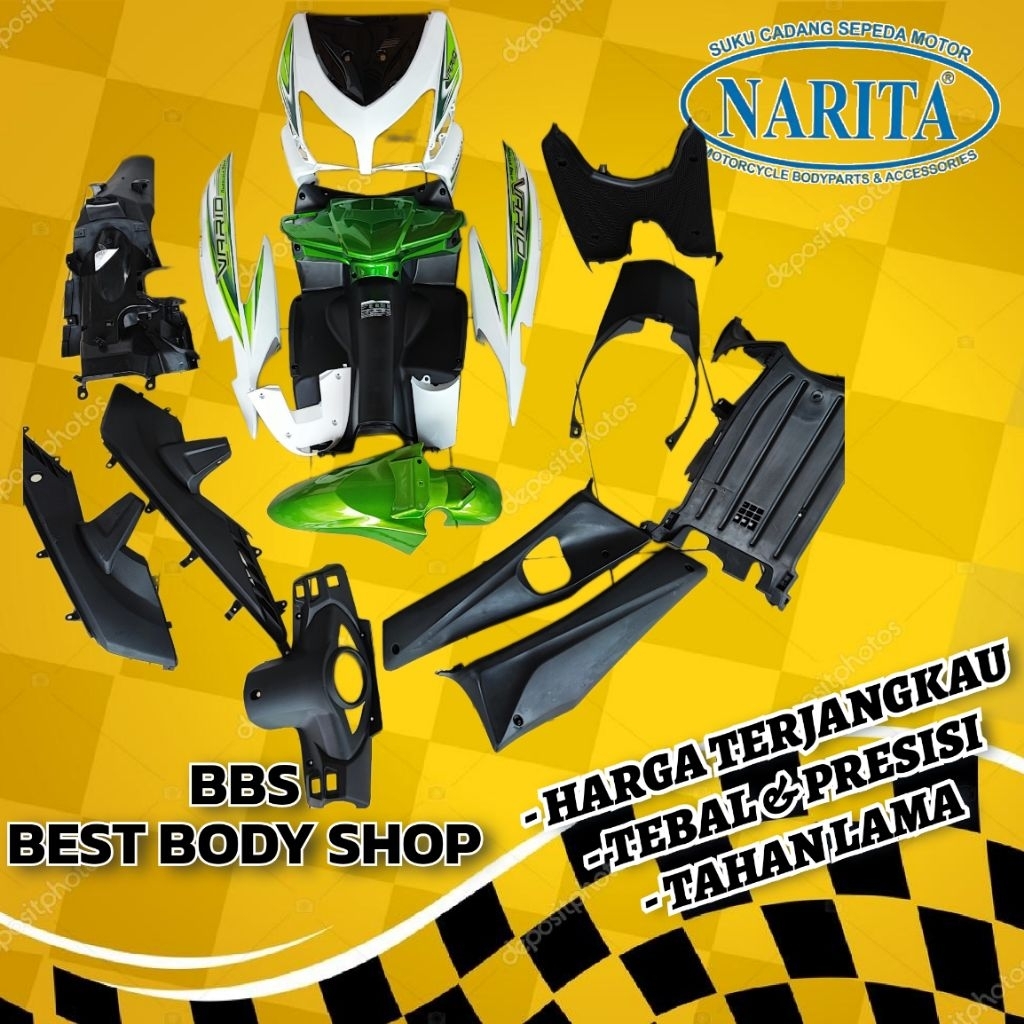 Full Body Honda Vario 110 Karbu | Full Set Bodi Halus Vario 110 CW/Lama Karburator Warna Hitam/Putih