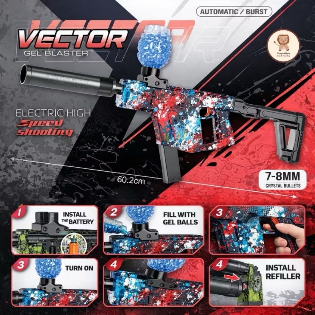 Mainan Anak Tembakan Vector Electric Gel Blaster