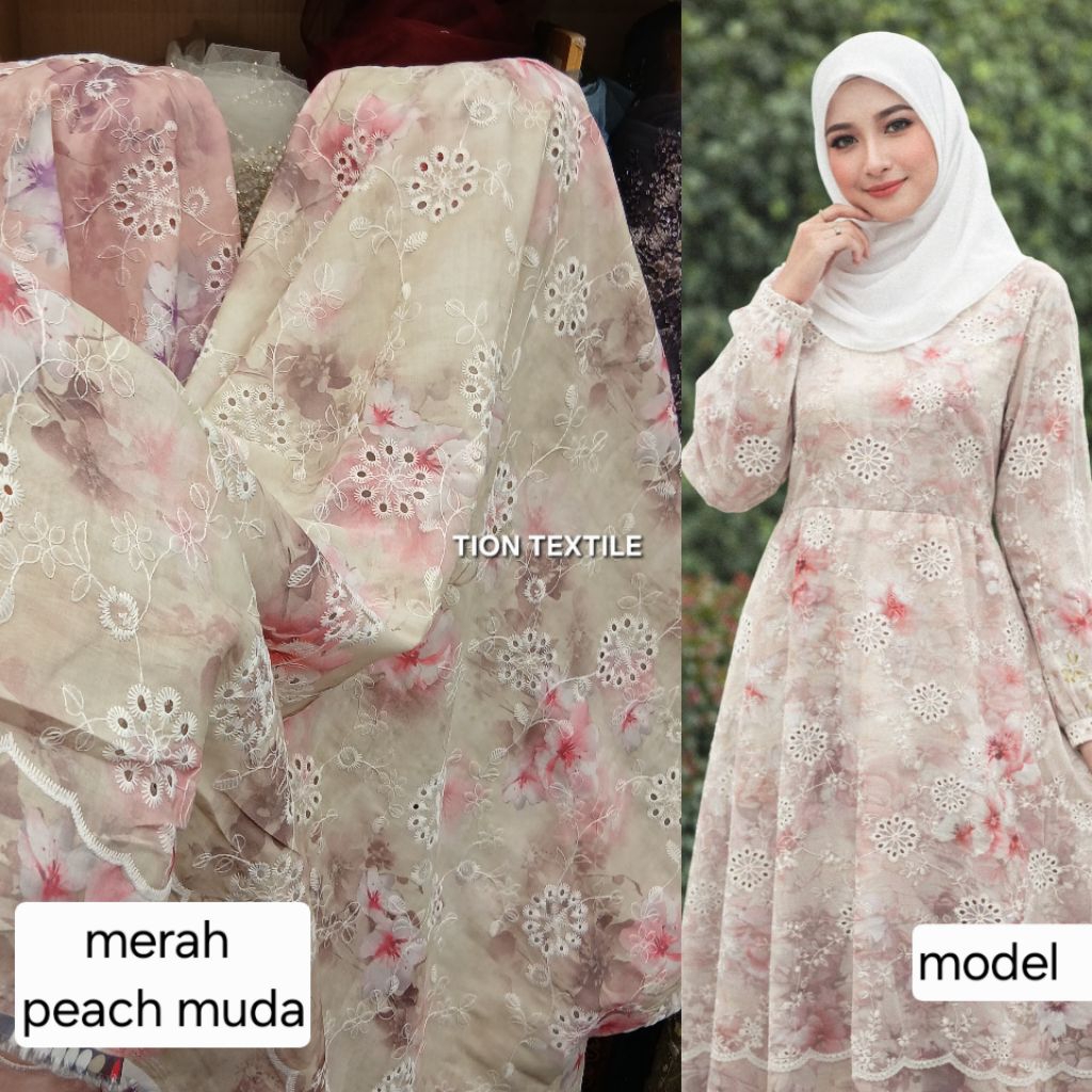 Kain bahan katun bordir bolong halus / Kain katun bordir bolong premium import