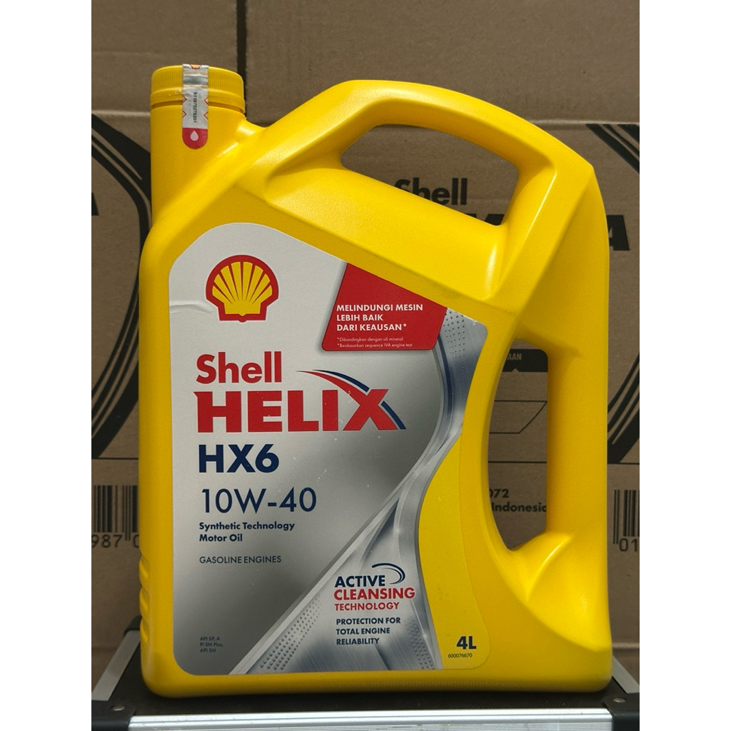 Shell Helix HX6 SAE 10W-40 4 Liter API SP oli Mobil Mesin Bensin Pelumas Syntetic Active Cleansing T